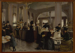 Jean Braud, La pasticceria Gloppe sugli Champs Eliyses, 1889, olio su tavola, (Muse Carnavalet, Parigi, Francia)