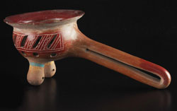 Vaso da cioccolata, terracotta, cultura azteca postclassica, (Muses Royaux dArt et dHistoire, Bruxelles, Belgio) 
