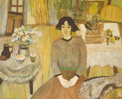 LING-ZI: Ritratto di fanciulla seduta, Olio su tela, cm 130 x 160 